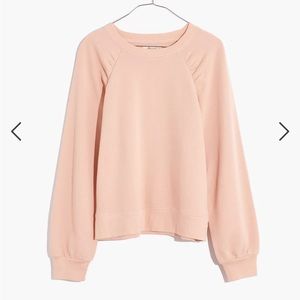 Madewell Gathered Puff Sleeve Sweatshirt Peach Blush